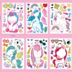 24 Sheets 8.27''×5.9'' Make Your Own Unicorn Stickers