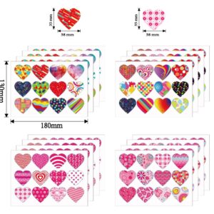 192pcs Valentine's Day Stickers 1.5 inch Heart Shape Labels
