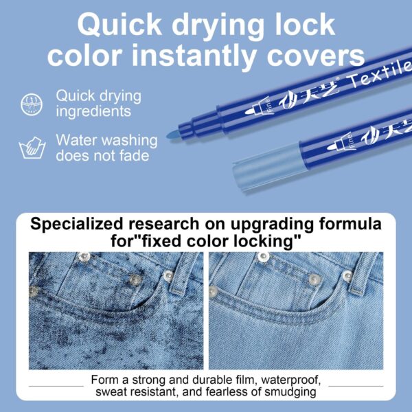 2pcs Denim Color Restore Textile Pen Fabric Repair & Color Touch-Up - Image 4