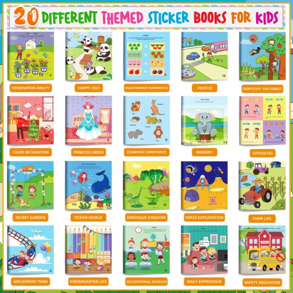 Concertration Training Sticker Books for Kids 2-6 Years 20 Pack