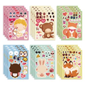 24 Sheets Valentine's Day Animal Stickers for Kids