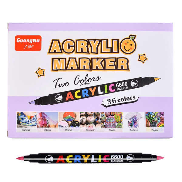 Guangna Acrylic Paint Marker Pens 36 Colors,Dual Brush Tip