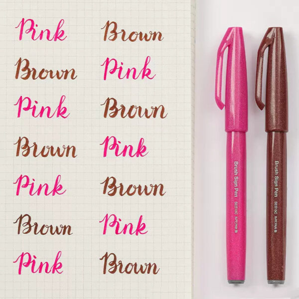 Pentel Fude Touch Sign Pen,Felt Pen Like Brush Stroke,2 Pack