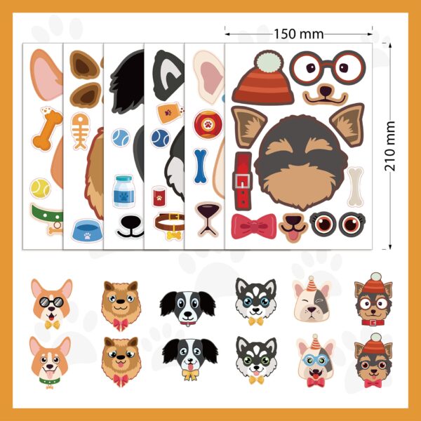 24 Sheets Cartoon Dog Make Your Own Stickers for Kids