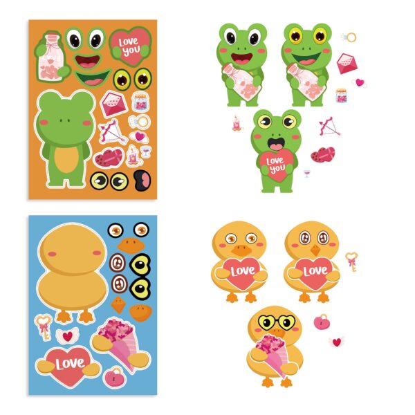 24 Sheets Valentine's Day Love You Animal Stickers for Kids