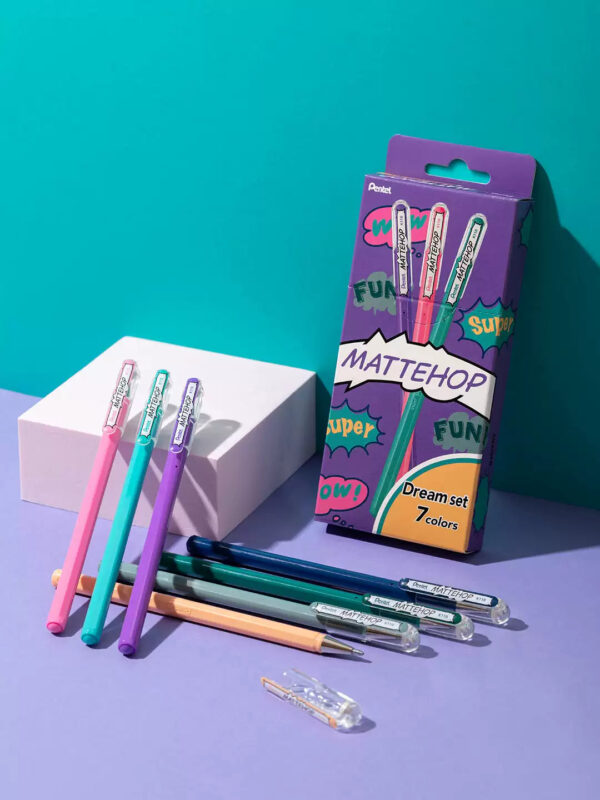 Pentel Mattehop Gel Ink Pen 7 Colors Dream Set - Image 2