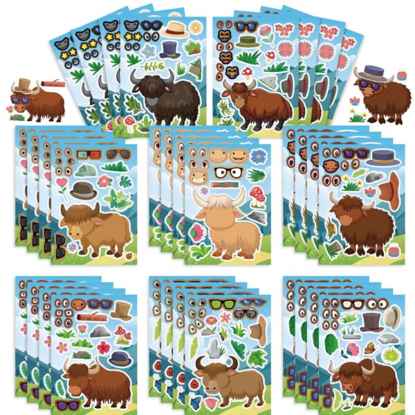 32 Sheets Hightland Cattle Make Your Own Stickers for Kids