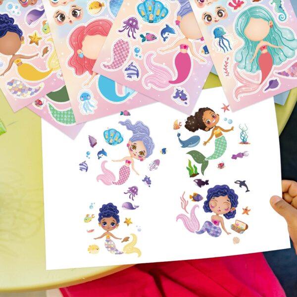 32pcs Mermaid Make a Face Sticker Sheets for Kids Girls