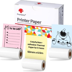 Colorful Thermal Paper 53mm x 6.5m for Phomemo M02/M03 Pocket Printer