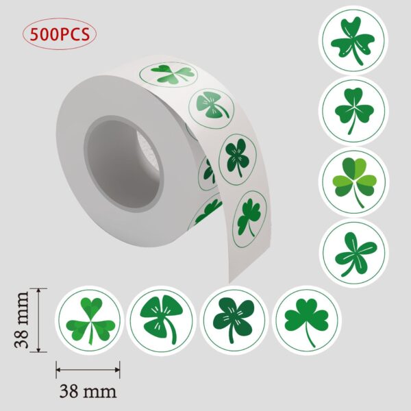 500pcs St Patricks Day Decorations Sticker Green Shamrock Labels 1.5 inch