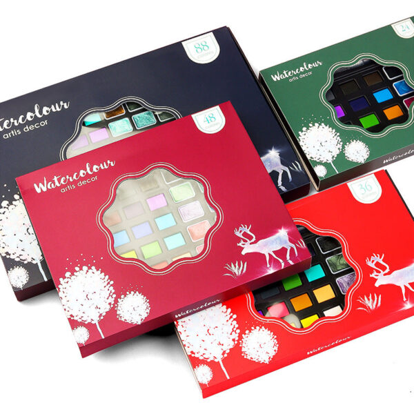 48 Colors Watercolor Paint Set Metallic Glitter Color