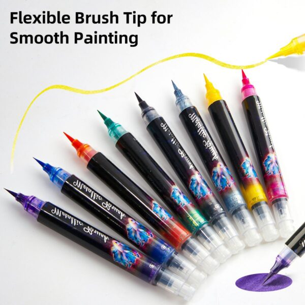 Flexible Brush Pens Metallic 8 Colors for Art Drawing Calligraphy - Image 2