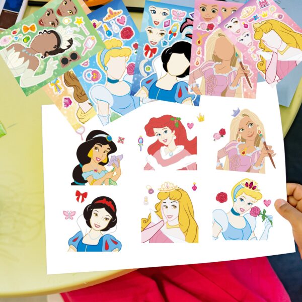 32Pcs Cartoon Princess Make a Face Stickers for Kids Girls