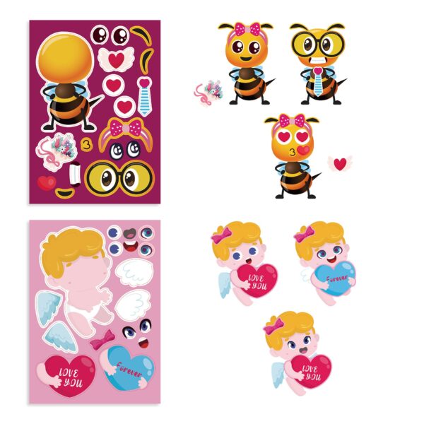 24 Sheets Valentine's Day Love You Animal Stickers for Kids