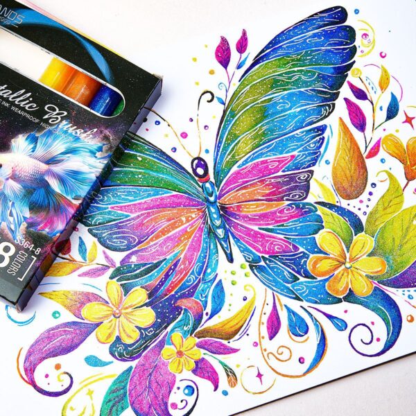 Flexible Brush Pens Metallic 8 Colors for Art Drawing Calligraphy - Image 4