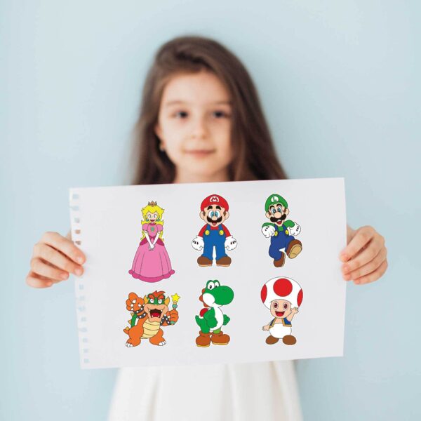 24 Sheets Super Mario Bros Make a Face DIY Stickers for Kids