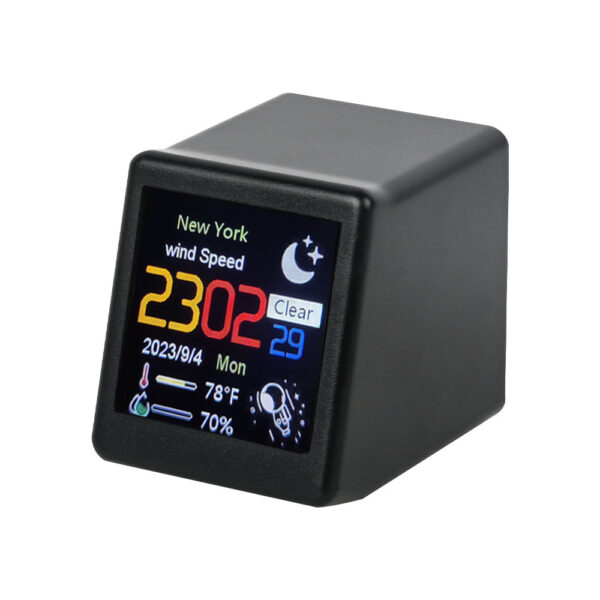 Desktop Mini WiFi Weather Station Clock 1.54 Inch Display