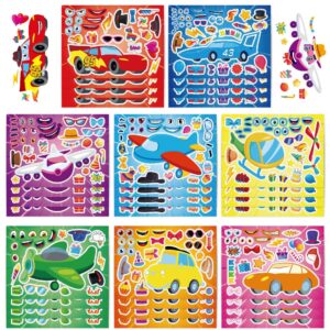 32 Sheets Cartoon Car Airplane Make Your Own Stickers for Kids