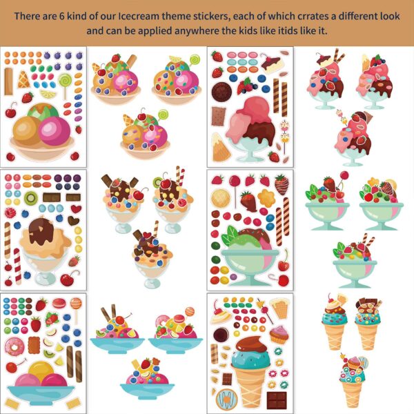 24 Sheets Icecream Theme Make Your Own Stickers for Kids