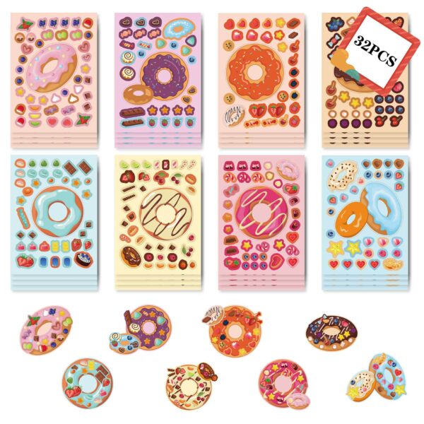 32 Sheets Donuts Make Your Own Stickers for Kids