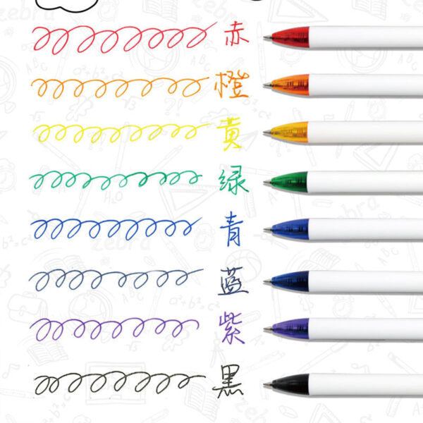 Zebra Retractable Gel Pen,Fine Point,0.5mm,8 Rainbow Assorted Colors
