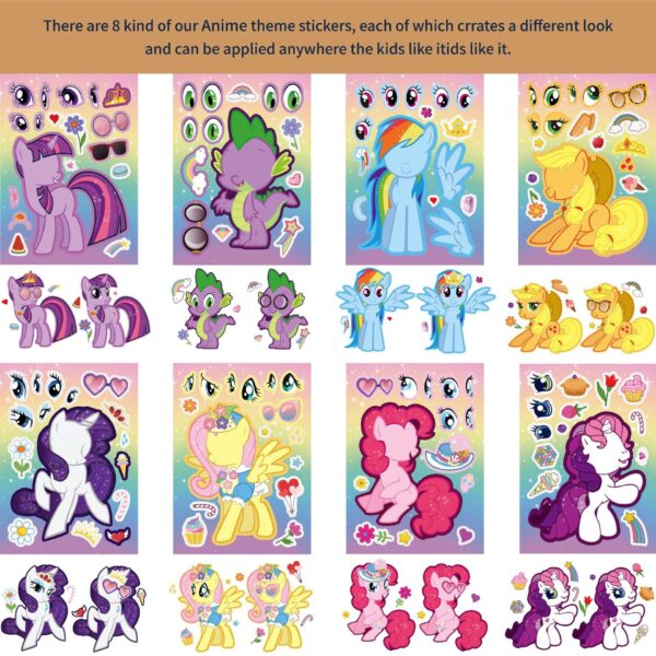 32 Sheets My Little Pony Make a Face DIY Stickers for Kids