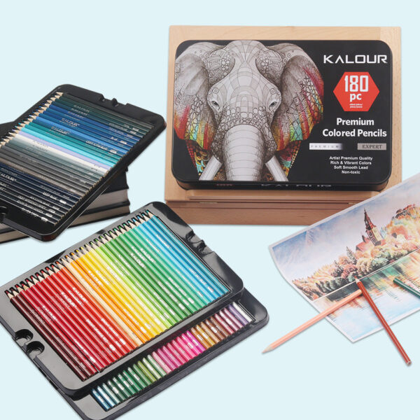 KALOUR 180 Oil Based Colored Pencil Set for Adults Artists Kids Tin Box