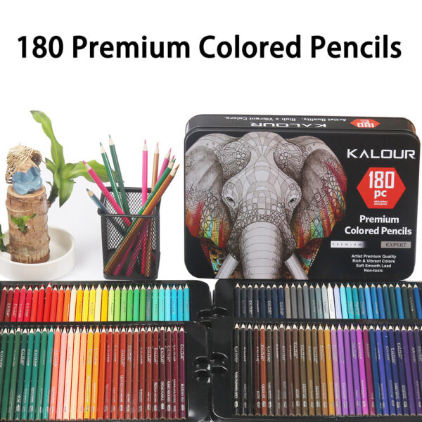 KALOUR 180 Oil Based Colored Pencil Set for Adults Artists Kids Tin Box