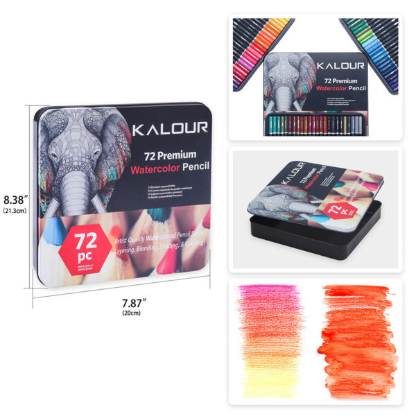 KALOUR 72 Watercolor Pencils Professional Art Drawing Pencil Set