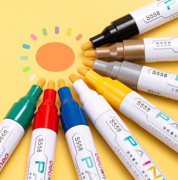 DELI 8 Color Paint Marker Pens Oil Based for Metal Wood Rock Painting