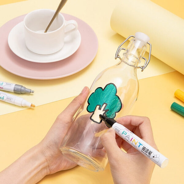 DELI 8 Color Paint Marker Pens Oil Based for Metal Wood Rock Painting