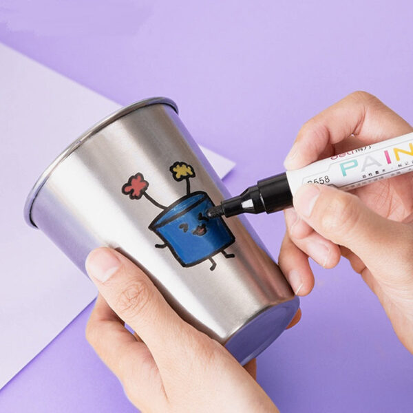 DELI 8 Color Paint Marker Pens Oil Based for Metal Wood Rock Painting