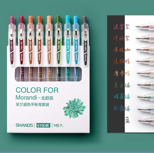 Morandi Color Gel Pens,Medium Point,Assorted,9 Count