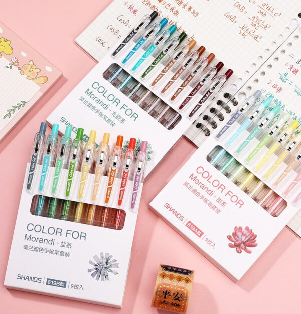 Morandi Color Gel Pens,Medium Point,Assorted,9 Count