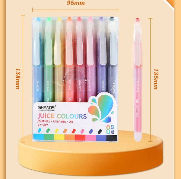 Juice Colours Liquid Gel Pen 0.5mm Fine Line Needle Tip 8 Pack