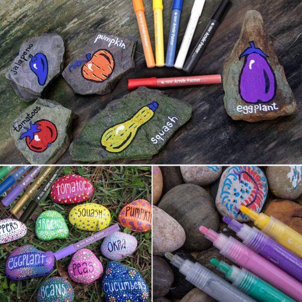 STA 1000 Acrylic Painter Marker Pens 24 Color for Glass Rock Wood Canvas