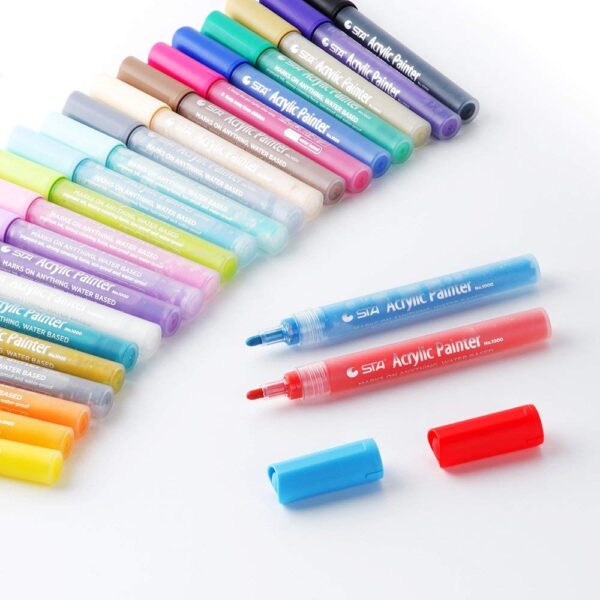 STA 1000 Acrylic Painter Marker Pens 24 Color for Glass Rock Wood Canvas