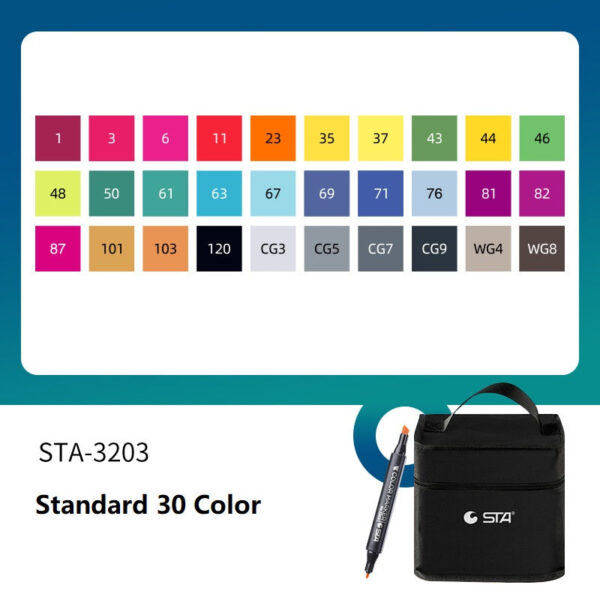 SAT 3203 Twin Art Markers Alcohol Based 30 Color Animaiton Fashion Set