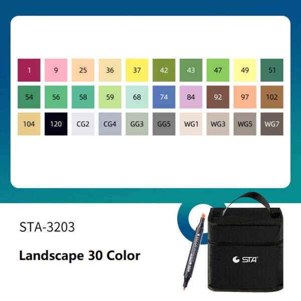 SAT 3203 Twin Art Markers Alcohol Based 30 Color Animaiton Fashion Set