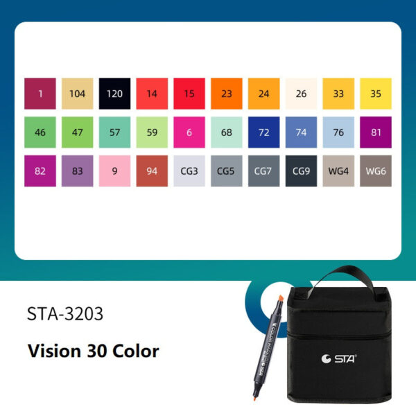 SAT 3203 Twin Art Markers Alcohol Based 30 Color Animaiton Fashion Set