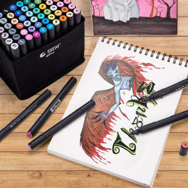 SAT 3203 Alcohol Art Markers 80 Color Dual Tip for Drawing Sketching