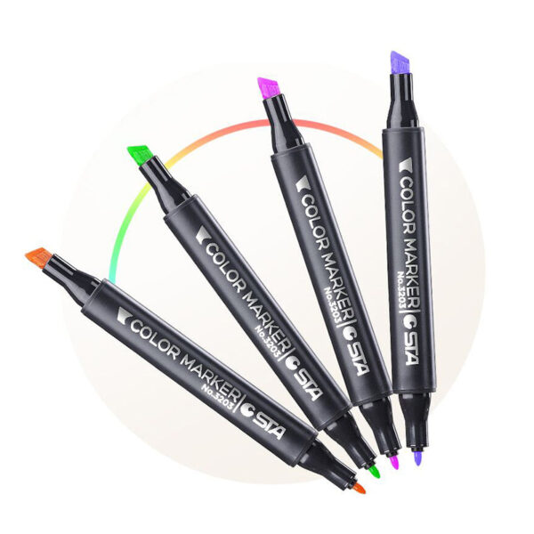 SAT 3203 Alcohol Art Markers 80 Color Dual Tip for Drawing Sketching