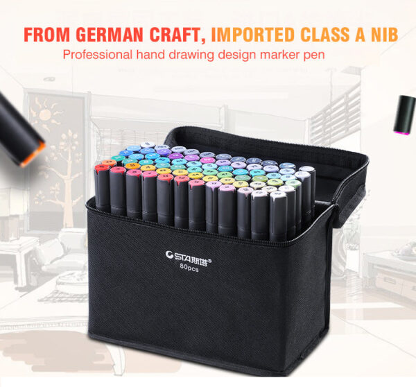 SAT 3203 Alcohol Art Markers 80 Color Dual Tip for Drawing Sketching