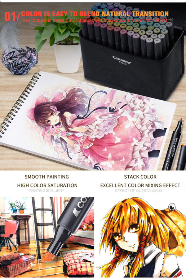 SAT 3203 Alcohol Art Markers 80 Color Dual Tip for Drawing Sketching