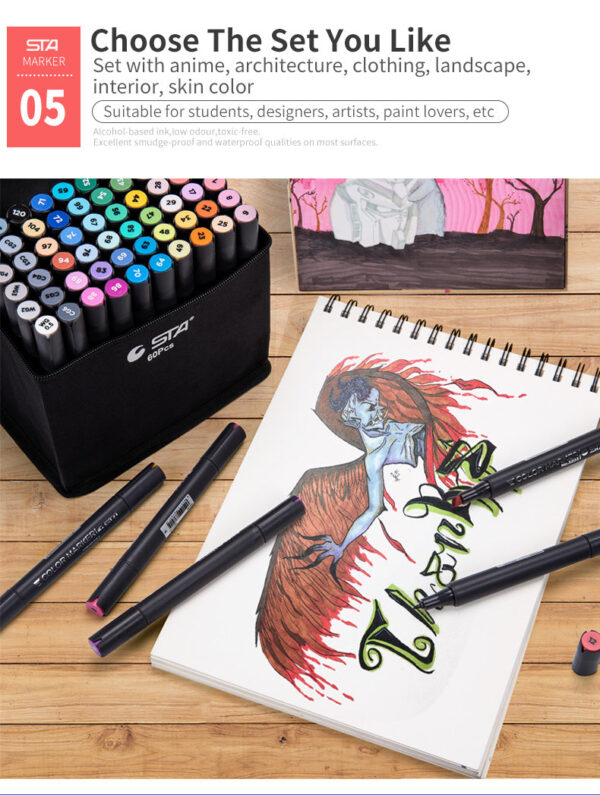 STA First Starter Set Alcohol Marker,24/36/48 Colors Assorted