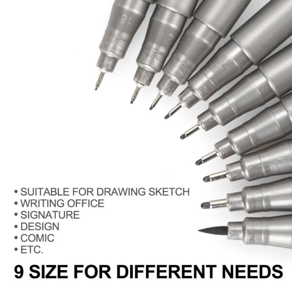 STA 9 Fineliner Black Ink for Art Technical Drawing Writing Engineering Sketching Architecture Manga