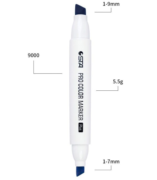 STA Pro Color Marker Plus 48 Gray Tone Alcohol Art Markers with Carrying Bag