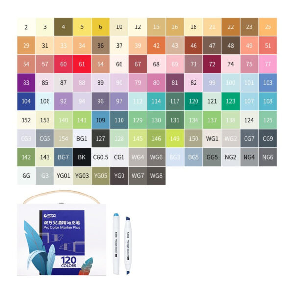 STA 9000 Pro Color Marker Plus,Classic 48/60/80/120 Colors with Carrying Box