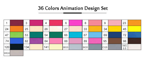 TOUCHNEW Sketch Markers 36 Color Animation Set for Adult Art Drawing Sketching