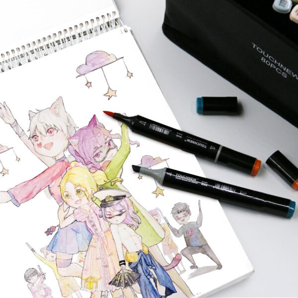 TOUCHNEW 80 Color Dual Tip Alcohol Brush Markers